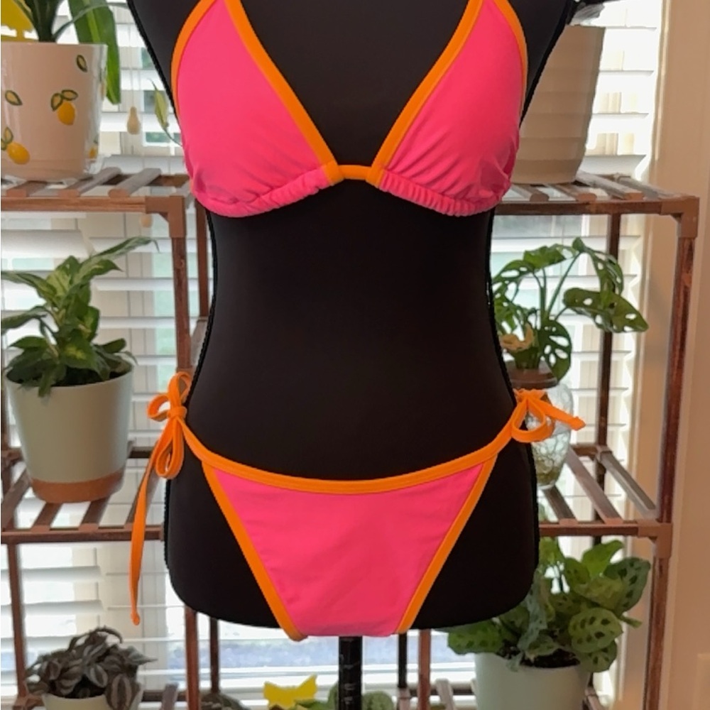 wild fable Pink and Orange Triangle Bikini Set - Picture 2 of 6